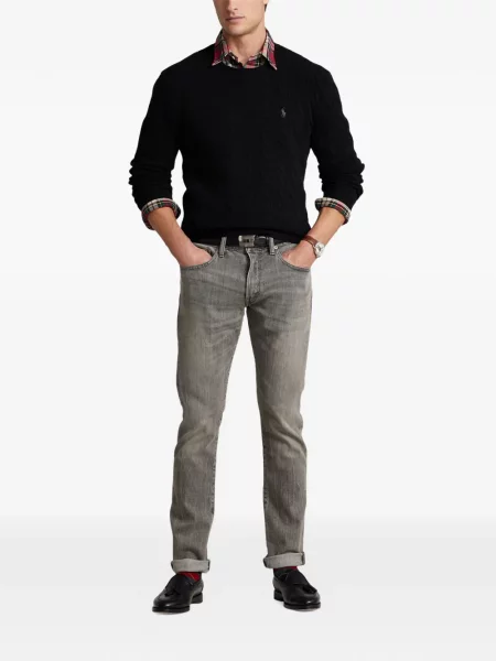 Matlasat tricou polo Polo Ralph Lauren cu decolteu rotund cu autograf roșu