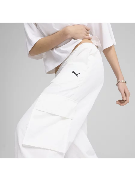 PUMA tkane spodnie cargo WARDROBE ESS o luźnym kroju Odzież L biały