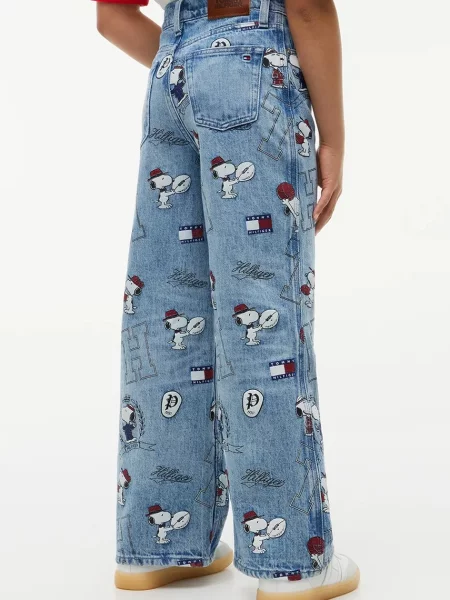 Tommy Hilfiger дънки wide leg за деца x Peanuts синьо
