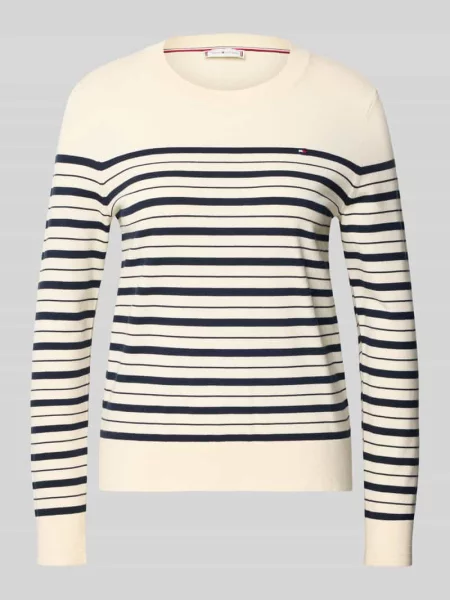 Sweter z dzianiny kroju regular fit z mieszanki bawełny Tommy Hilfiger beżowy