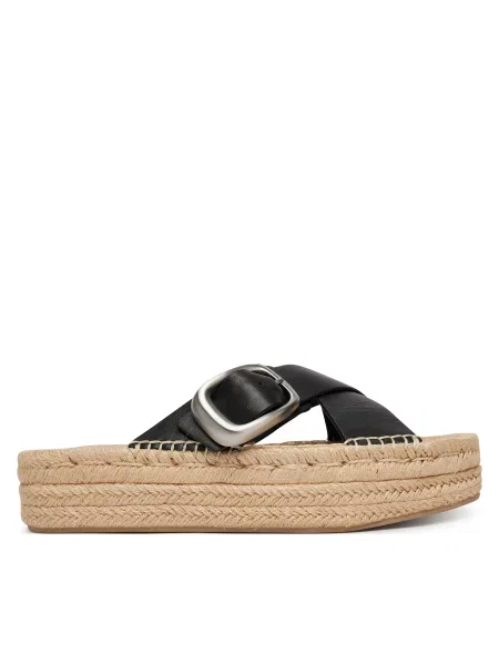 Εσπαντρίγιες Calvin Klein Flatf Espadrill Cross Lth Hdw μαύρο