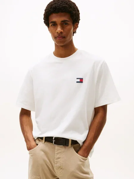 Tommy Jeans Tricou bleumarin / roșu alb