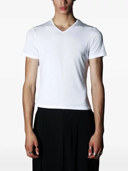Tricou Tessitura Body Couture cu decolteu în V alb