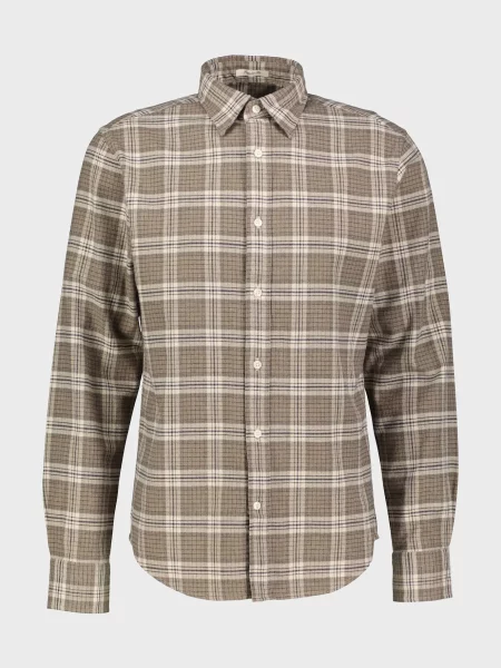 Картата фланелева сорочка Gant бежева