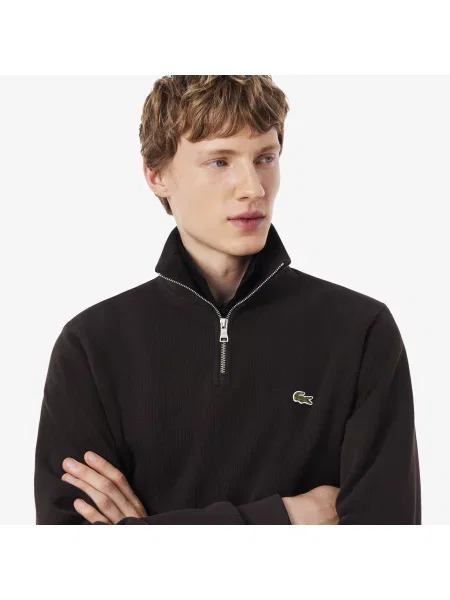 Классическая толстовка на молнии Lacoste коричневая