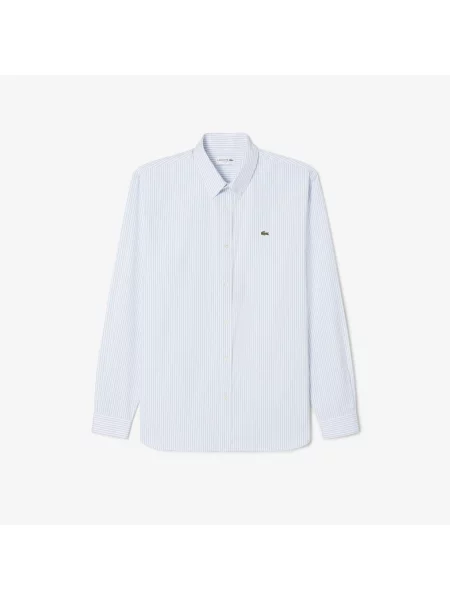 Lacoste Koszula W Paski Regular Fit biała