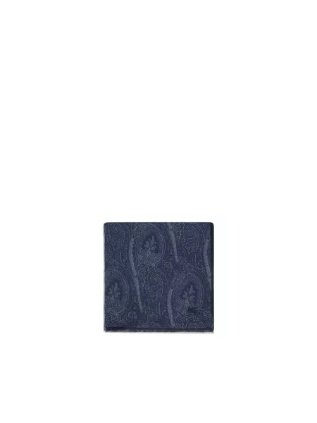 Lniana szal Etro z wzorem paisley niebieska