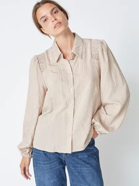 Co'couture Bluză Viola taupe / grej gri