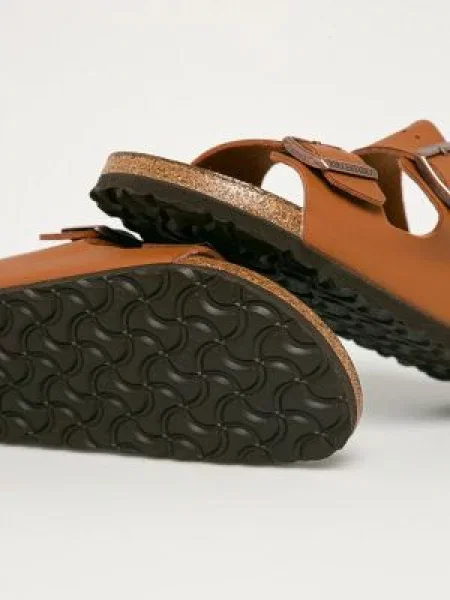 Birkenstock Papucs Arizona bőr hozzáadásával | narrow fit soft footbed barna