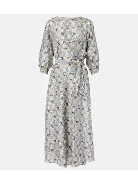 Rochie midi Loro Piana de mătase cu imagine până la genunchi albastru