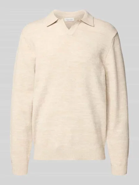 Bluzka o kroju regular fit z długim rękawem i kołnierzykiem polo model ‘Karl’ Casual Friday białe