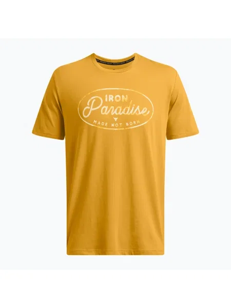 Tricou de antrenament pentru bărbați Under Armour Project Rock Made Not Born auriu / auriu steelown galben