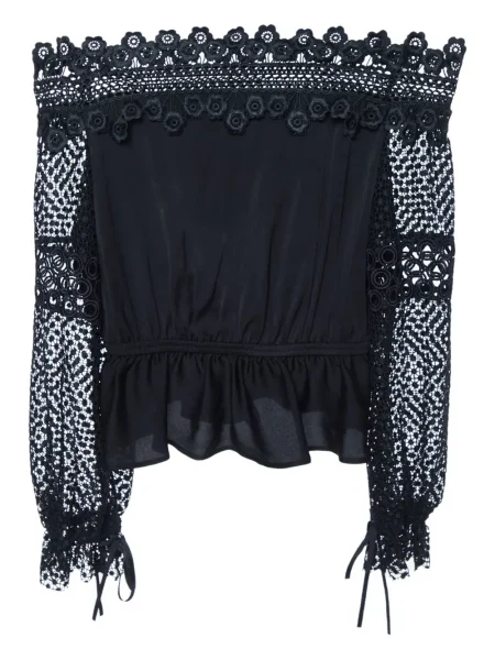 Bluză Self-portrait din dantelă negru