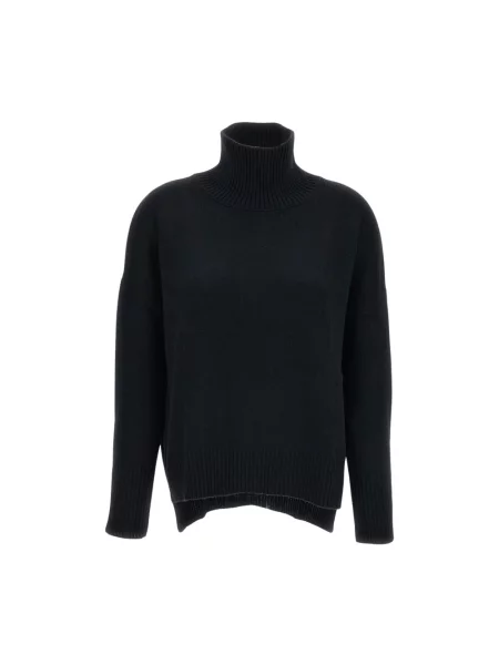 Lniany sweter z golfem Lisa Yang czarny