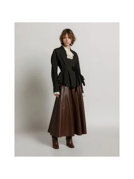 Spódnica skórzana Alberta Ferretti brązowa