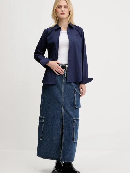 Джинсова спідниця Karl Lagerfeld Jeans maxi пряма синій