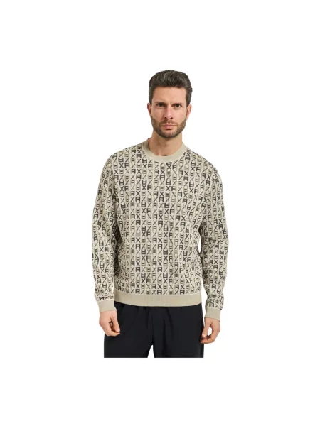 Sweter Armani Exchange z logo beżowy