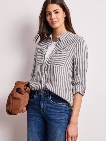 Street One Lniana bluzka Kobiety len 36 brązowy