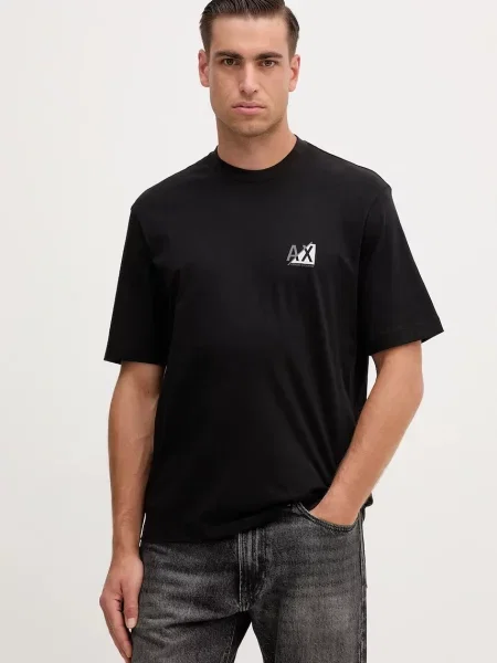 Тениска Armani Exchange с принт черно