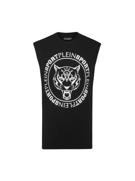 Koszulka Plein Sport bez rękawów w tygrysie prążki czarna