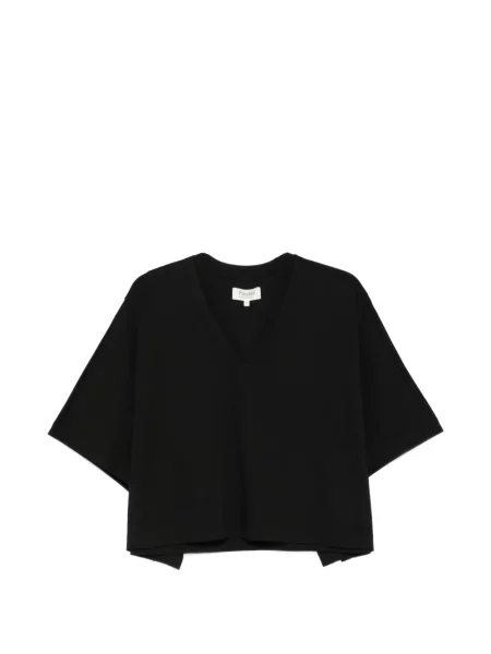 Krótka koszulka Psophia z dekoltem w serek czarna