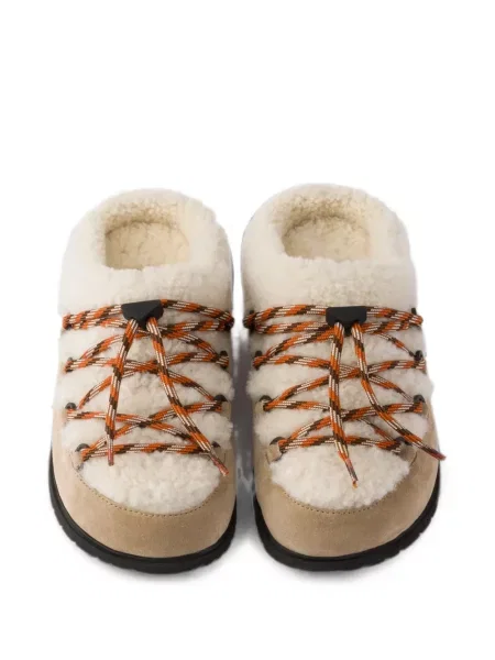 Papuci tip mules Prada din piele de căprioară