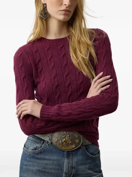 Satenske rukavice Polo Ralph Lauren s vezom s vezicama smeđa