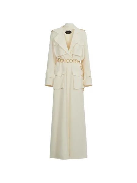 Cu centură rochie maxi Taller Marmo alb