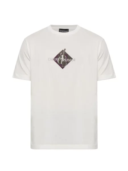 Tricou Emporio Armani cu broderie alb