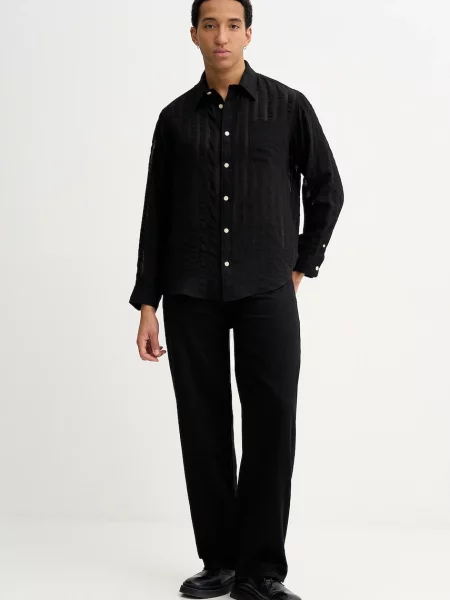 Сорочка AllSaints regular класичний комір чорний