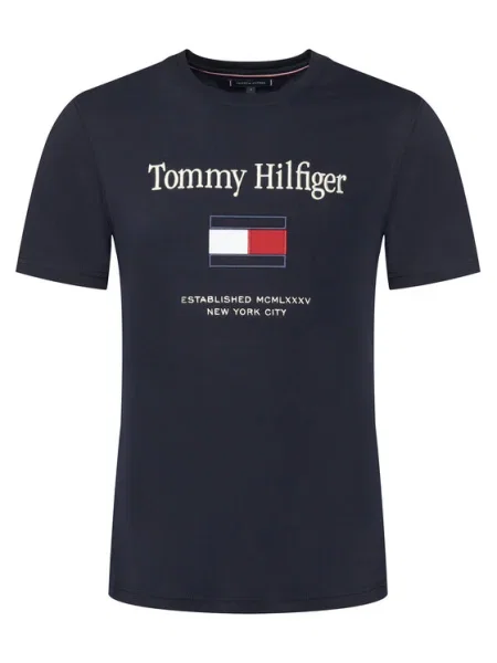 TOMMY HILFIGER Tricou albastru marin / roșu alb