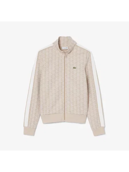 Lacoste Żakardowa Bluza Dresowa Paris Zapinana Na beżowy