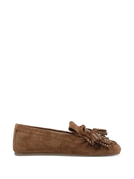 Loafers Stuart Weitzman με κρόσσια σουέντ καφέ