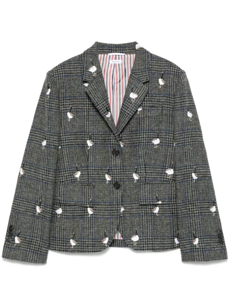 Sacou Thom Browne din tweed gri