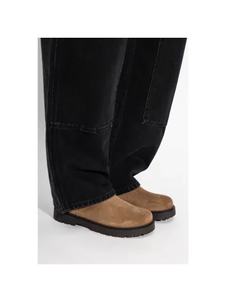 Botki Birkenstock zamszowe wsuwane brązowe