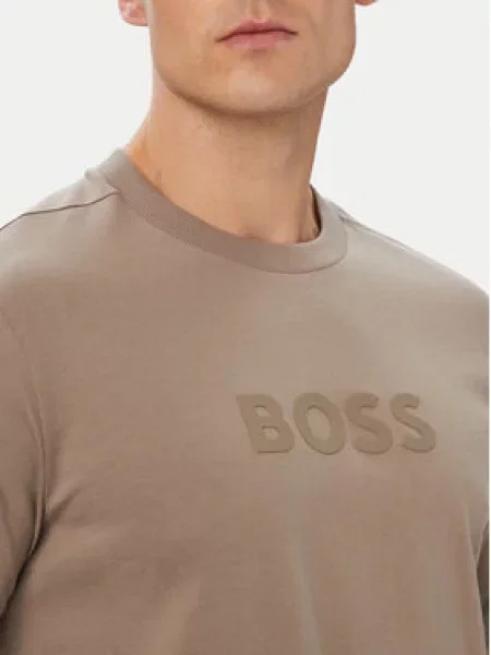 BOSS Póló Logo Sötét bézs