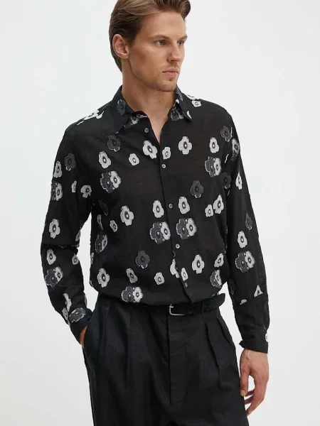 Sunflower camasa barbati cu guler clasic relaxed negru