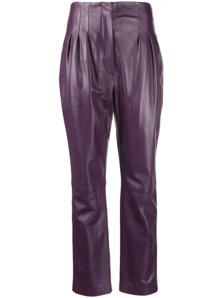 Pantaloni Alberta Ferretti din piele violet