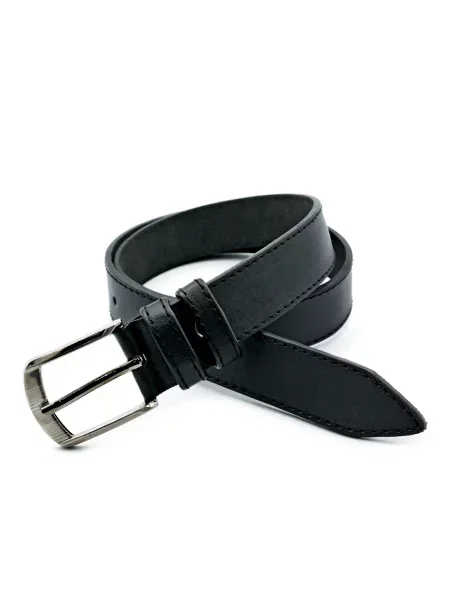 Кожаный ремень Weatro с ремешками черный
