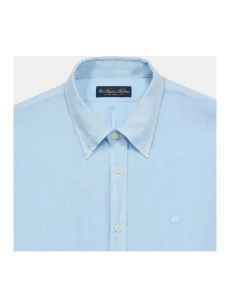 Lniana koszula Brooks Brothers niebieska