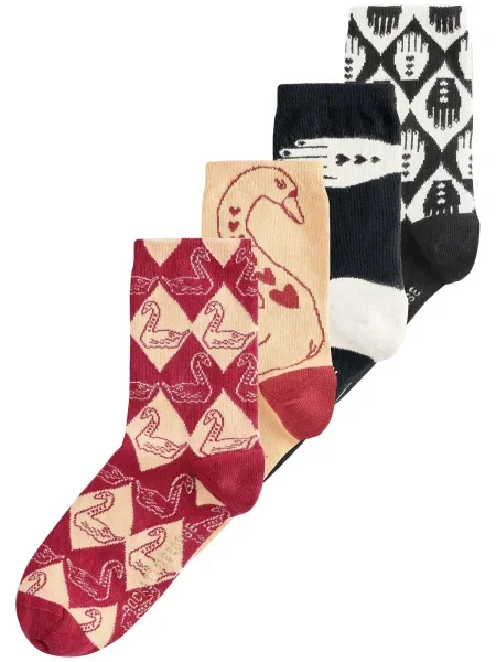 Rockett St George Șosete Swan bej / roşu închis / negru alb