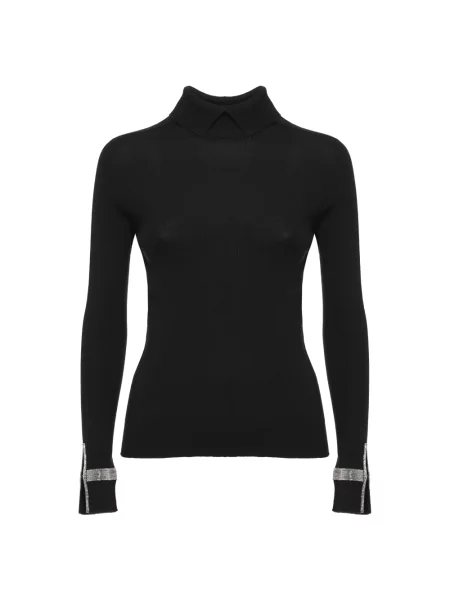 Sweter z golfem D.exterior wełniany do golfa czarny