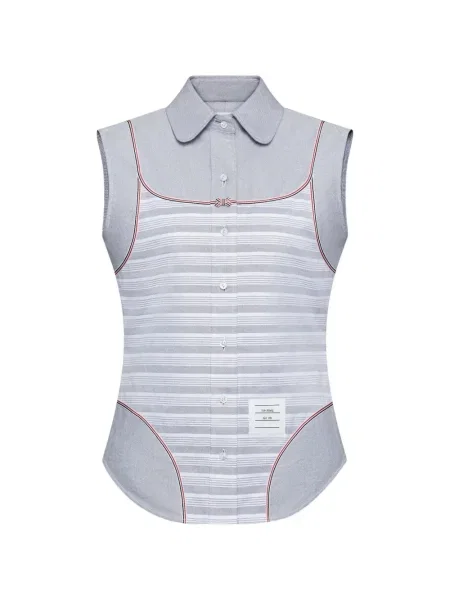 Cămașă Thom Browne fără mâneci cu dungi gri