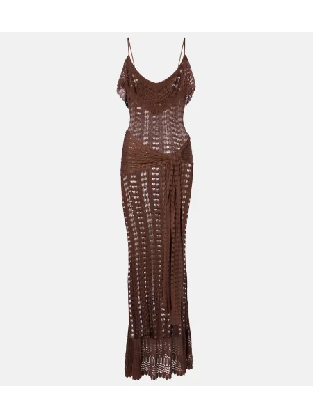 Rochie maxi Aya Muse cu volane maro