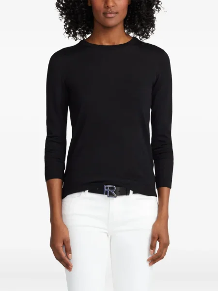Kašmyro ilgas megztinis Ralph Lauren Collection ilgomis rankovėmis juoda