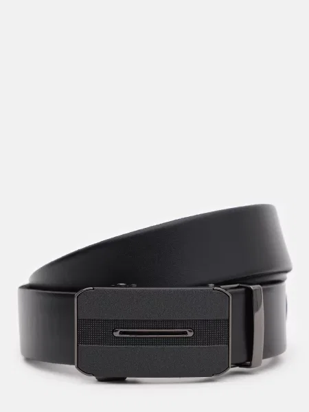 Шкіряний ремінь Borsa Leather з ремінцями чорний