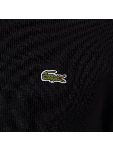 Lacoste Sweter Z Okrągłym Dekoltem Z Krótkim Rękawem Classic Fit czarny