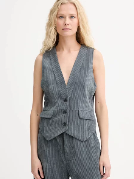 MUNTHE vestă din catifea LILLIAN un singur rând de gri