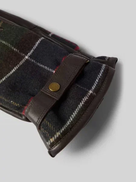 Rękawiczki z wełny z rzemiennym paskiem Barbour zielone