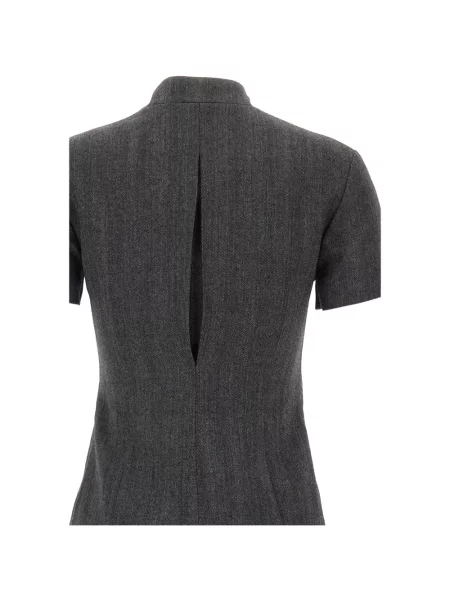 Rochie mini Coperni asimetrică cu model herringbone gri